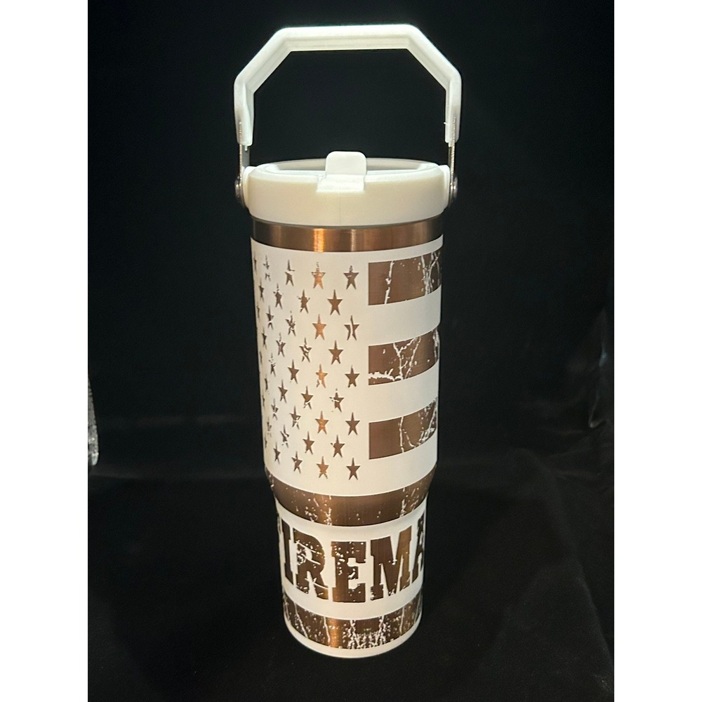 30oz Copper Plated Fireman Water Bottle with Flip Straw